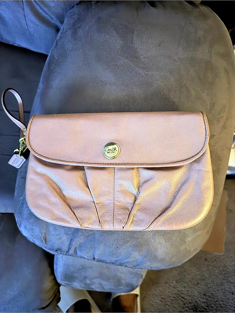 Coach Leather Wristlet in champagne